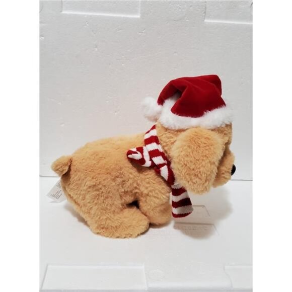 Gemmy Golden Retriever Puppy Dog Singing Standing Santa Hat & Scarf Head Moves - Picture 5 of 6